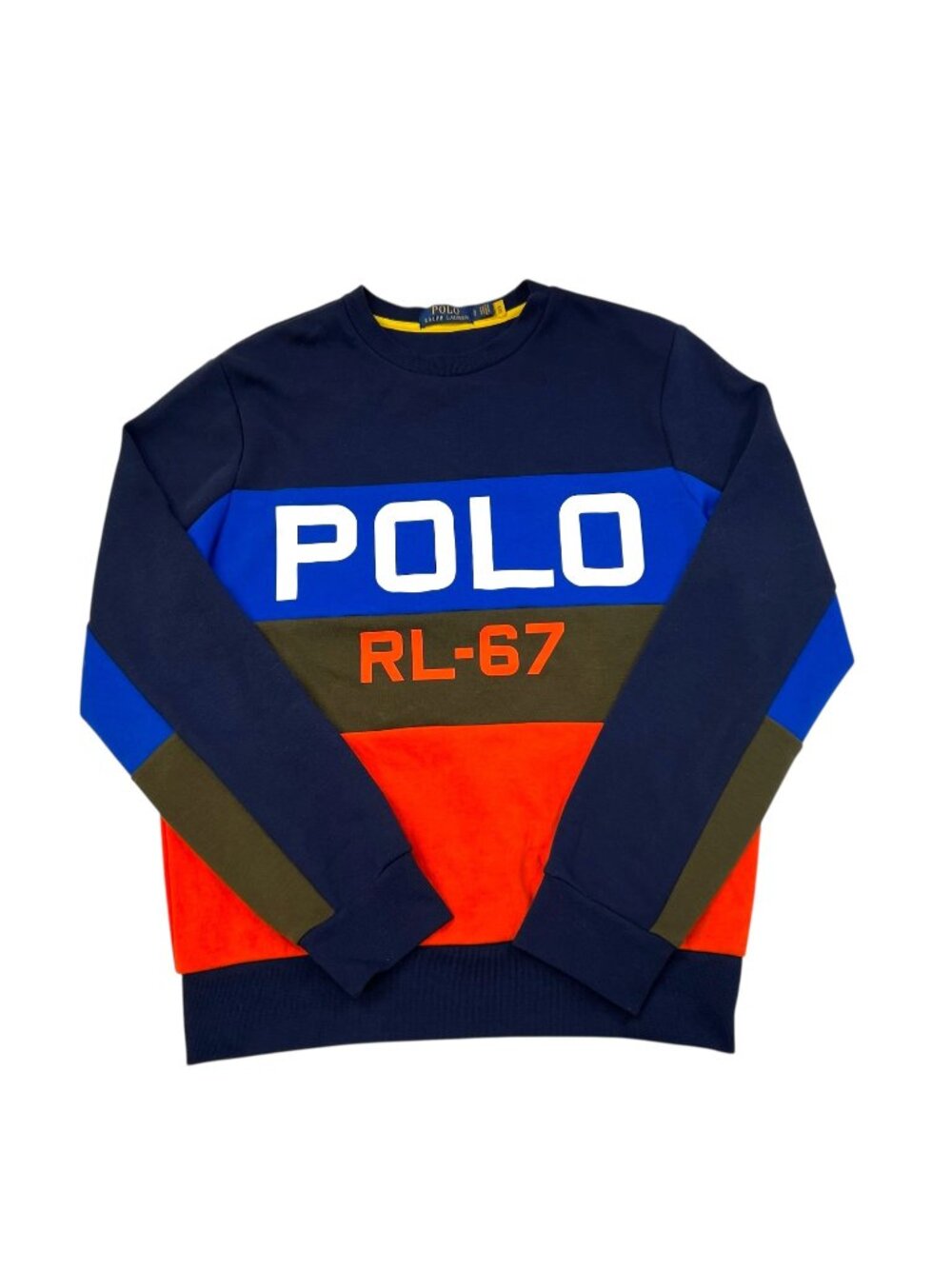 Polo Ralph Lauren Men's Colorblock Pullover Sweatshirt With "Polo RL-67" Print S